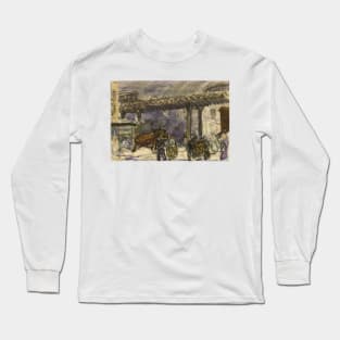 A Winter Day - Under the Elevated near Brooklyn Bridge by George Bellows Long Sleeve T-Shirt